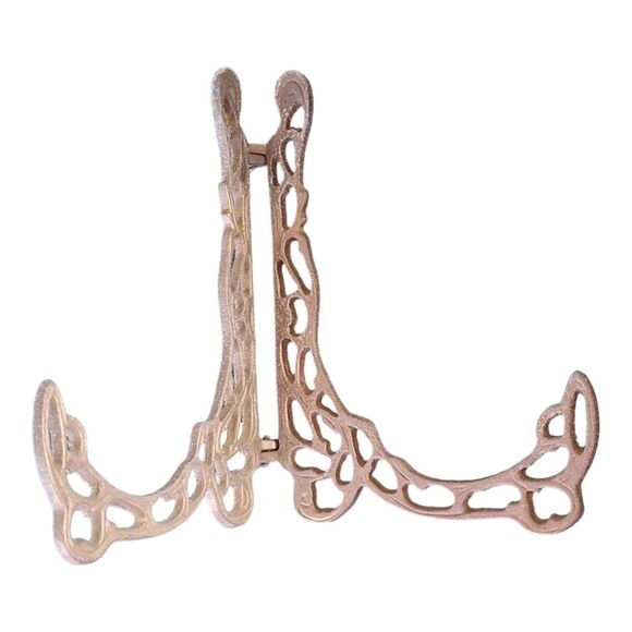 Vintage Andrea by Sadek Brass Folding Easel with ornate glass photo frame 3x5 - Picture 3 of 16